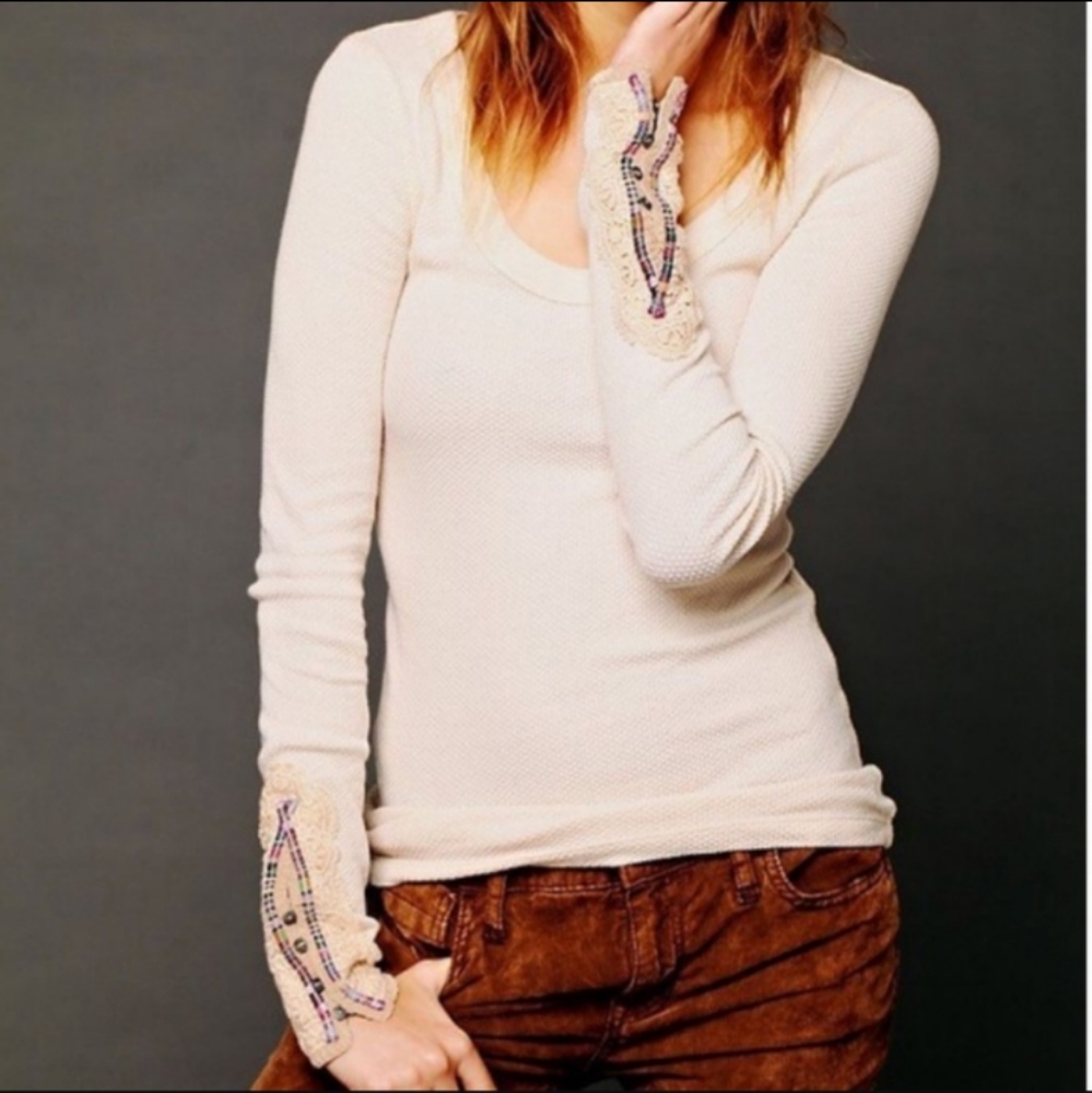Free People “Meadow Fiesta Cuff” Thermal Top